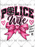 Police Wife with Bow- Breast Cancer Awareness Digital Design