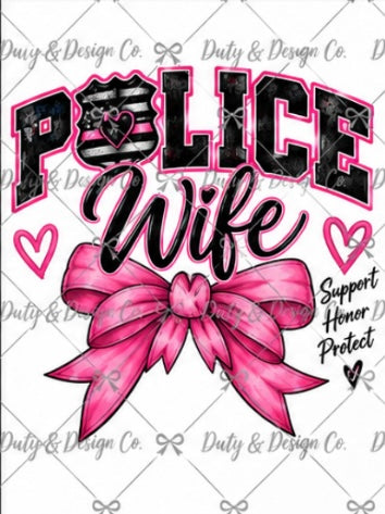 Police Wife with Bow- Breast Cancer Awareness Digital Design