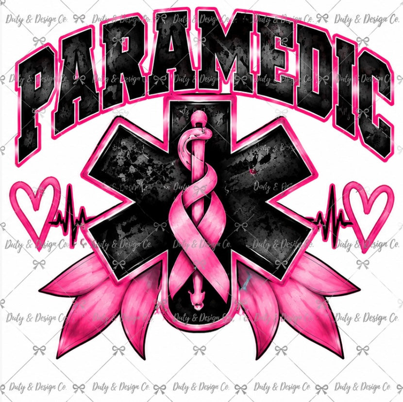 Pink Paramedic with Bow-Breast Cancer Awareness Digital Design