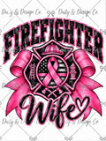 Pink Fire Wife with Bow-Breast Cancer Awareness Digital Design