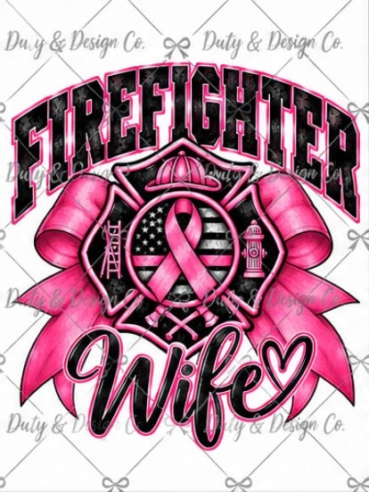 Pink Fire Wife with Bow-Breast Cancer Awareness Digital Design
