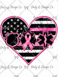 Pink First Responder Heart of Awareness Digital Design