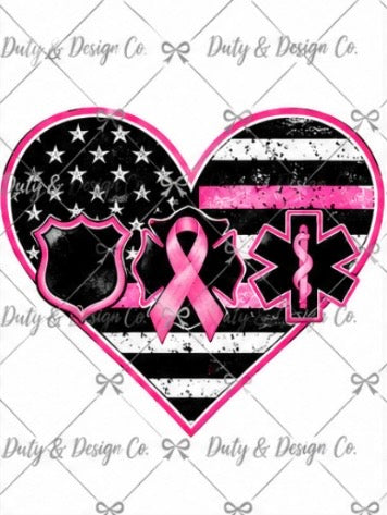 Pink First Responder Heart of Awareness Digital Design