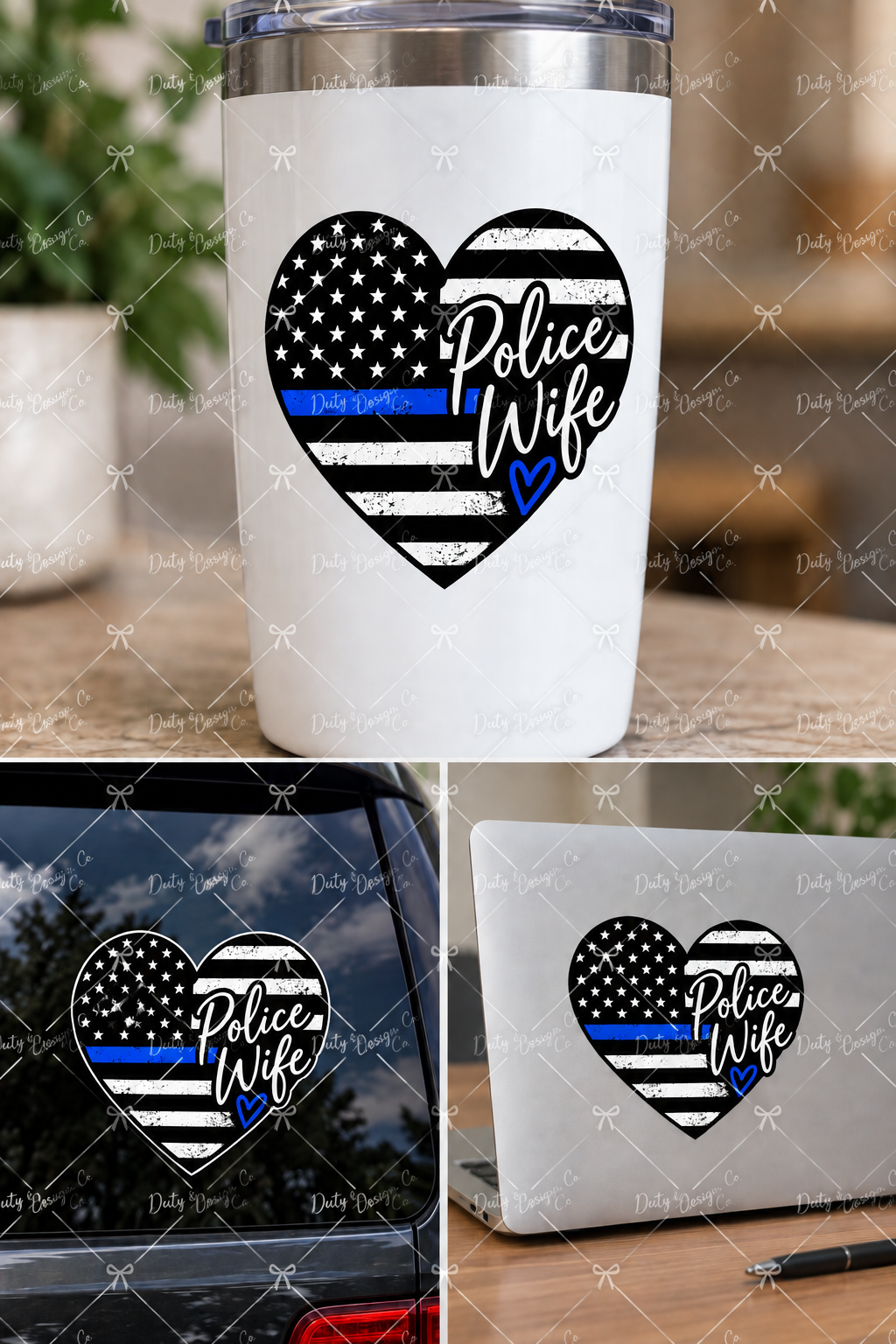 Police Wife Heart Digital Design